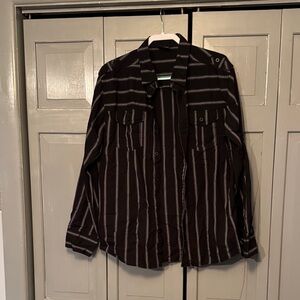 South Pole Black and Gray Striped Shirt